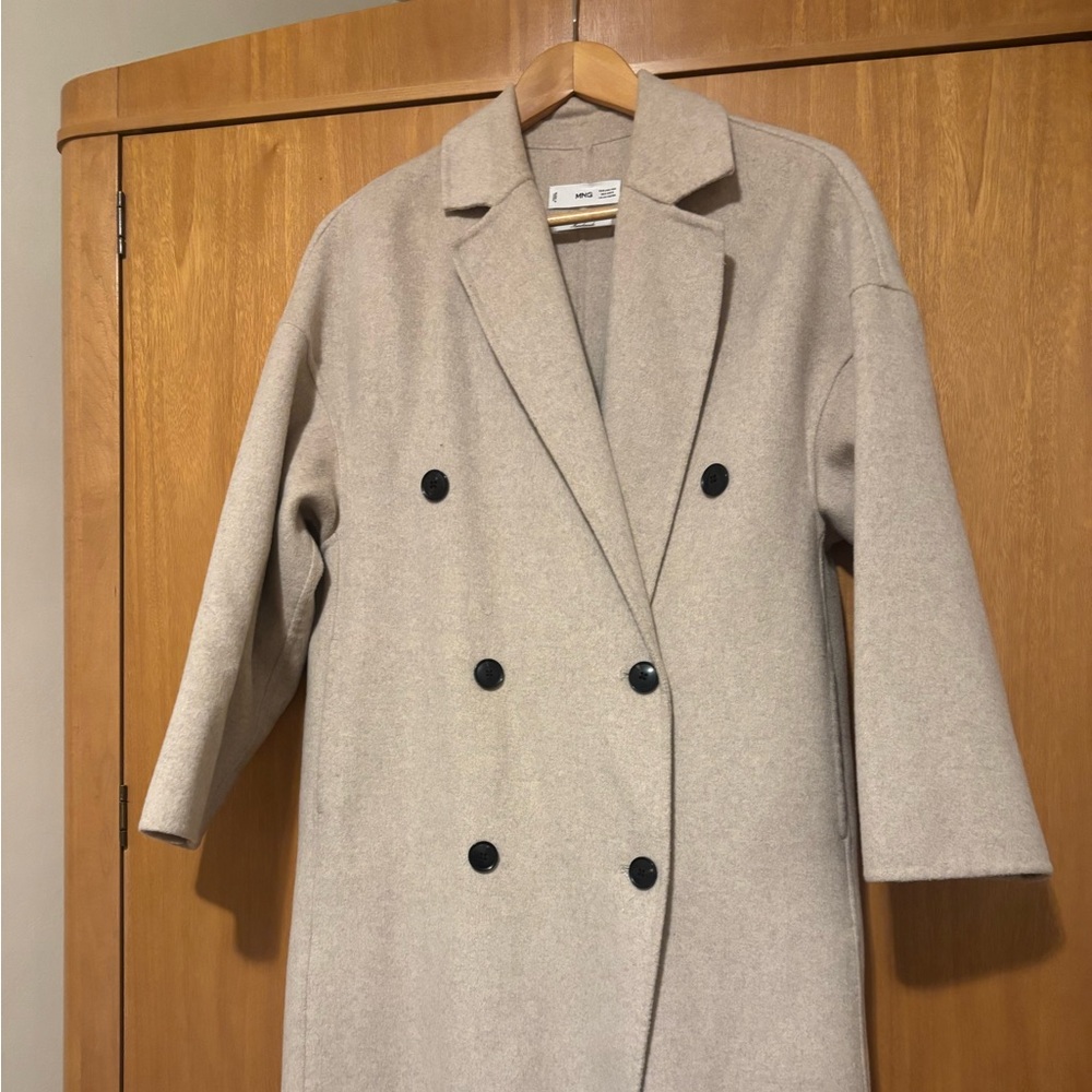 EUC MANGO Elegant Beige Double-Breasted Women's Coat